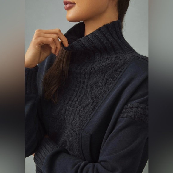 Anthropologie Daily Practice Black Cable-Knit Sweater XL NWT - Picture 4 of 11